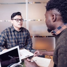 Men talking in the office