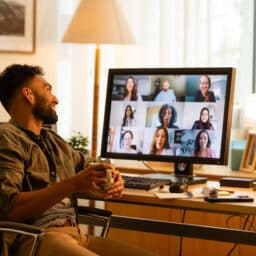Man on Video Call, Casual Meeting, Group Discussion